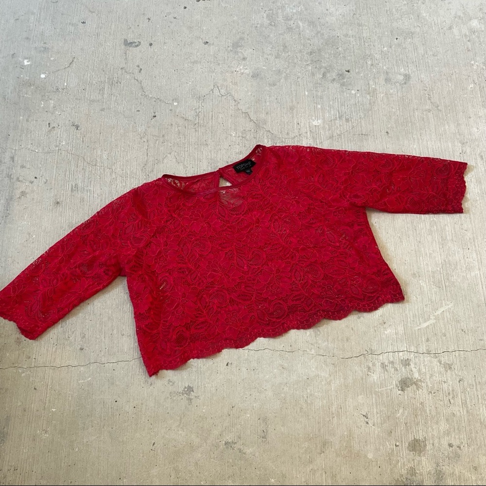 Red Lace Crop Top
